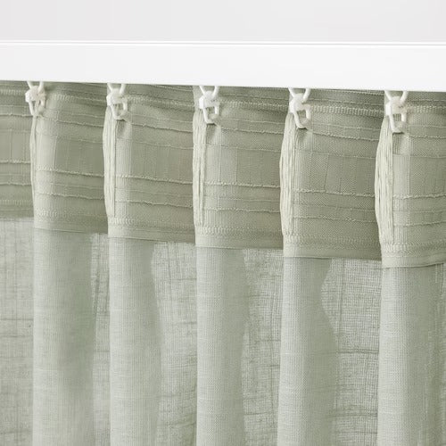 IKEA SILVERLONN Sheer curtains, 1 pair, light green, 145x250 cm (57x98 ") | IKEA Curtains | Eachdaykart