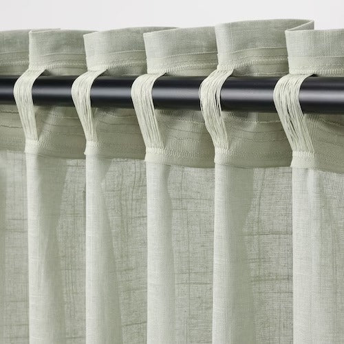 IKEA SILVERLONN Sheer curtains, 1 pair, light green, 145x250 cm (57x98 ") | IKEA Curtains | Eachdaykart