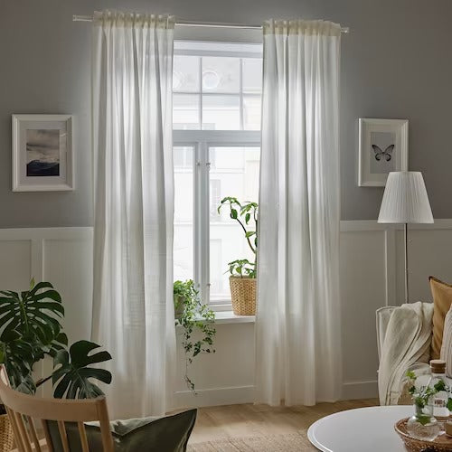 IKEA SILVERLONN Sheer curtains, 1 pair, white, 145x250 cm (57x98 ") | IKEA Curtains | Eachdaykart