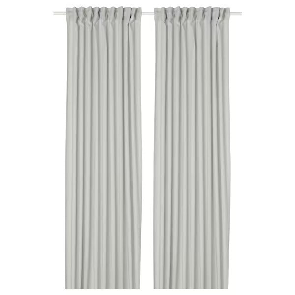 IKEA Silverlonn sheer curtains 1 pair with heading tape light grey