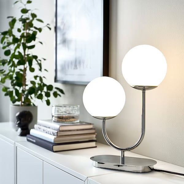 IKEA SIMRISHAMN Table lamp, chrome-plated/opal white glass | IKEA Table Lamps | Eachdaykart