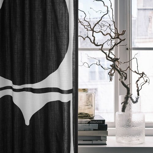 IKEA SKARMTRY Curtains, 1 pair, black/white, 145x250 cm (57x98 ") | IKEA Curtains | Eachdaykart