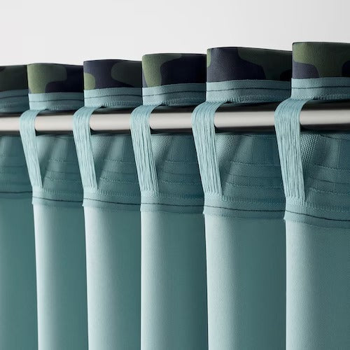 IKEA Skogssvingel Room darkening curtains 1 pair dark blue green