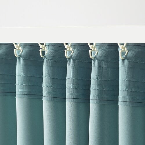 IKEA Skogssvingel Room darkening curtains 1 pair dark blue green