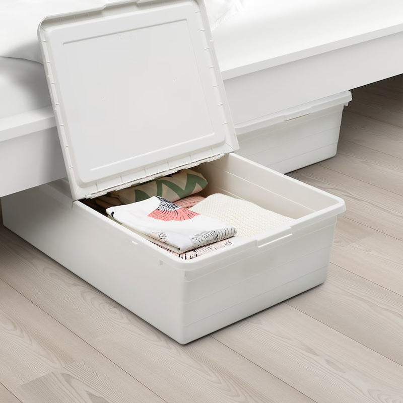 IKEA SOCKERBIT Storage box with lid, white | IKEA Paper & media boxes | IKEA Storage boxes & baskets | IKEA Small storage & organisers | Eachdaykart