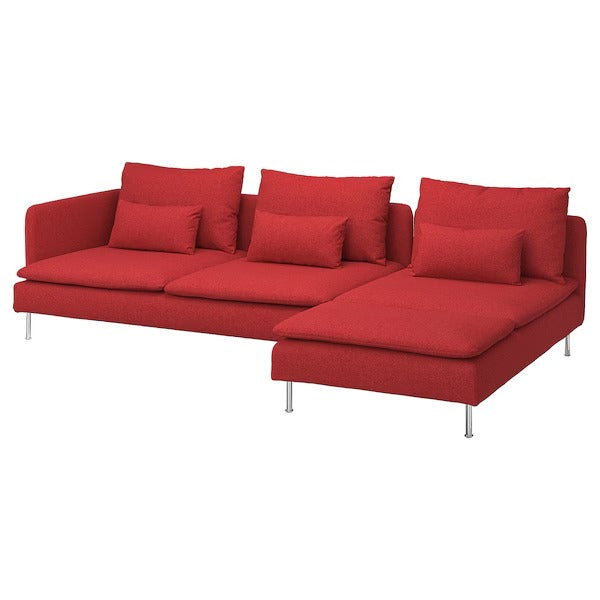IKEA Soderhamn 4 seat sofa with chaise longue and open end tonerud red