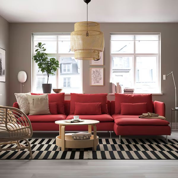 IKEA Soderhamn 4 seat sofa with chaise longue tonerud red