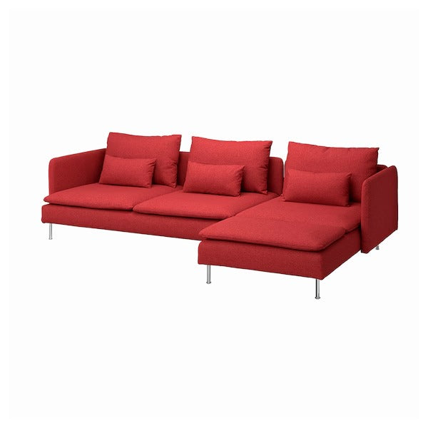 IKEA Soderhamn 4 seat sofa with chaise longue tonerud red