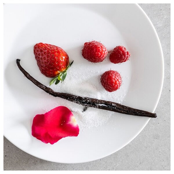 IKEA Sotron scented candle in ceramic jar red berries and vanilla white