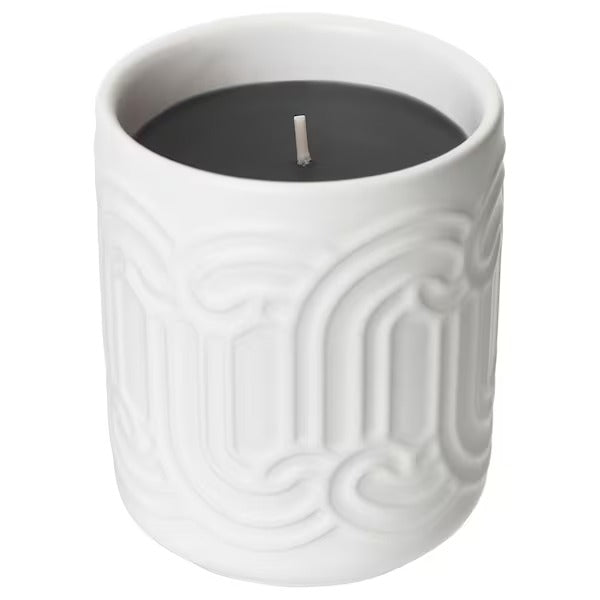 IKEA Sotron scented candle in ceramic jar red berries and vanilla white