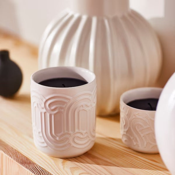 IKEA Sotron scented candle in ceramic jar red berries and vanilla white