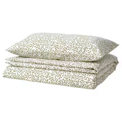 IKEA SORGMANTEL Duvet cover and pillowcase, white/green, 150x200/50x80 cm (59x79/20x31 ") | IKEA Bed linen | Eachdaykart