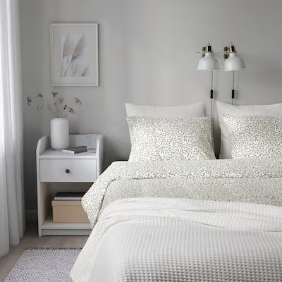 IKEA SORGMANTEL Duvet cover and pillowcase, white/green, 150x200/50x80 cm (59x79/20x31 ") | IKEA Bed linen | Eachdaykart