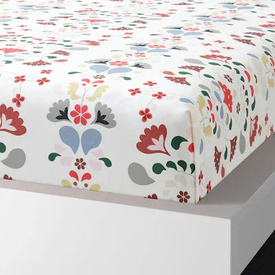 IKEA SPARVVICKER Bettlaken und Kissenbezug, weiß/mehrfarbig, 150x260/50x80 cm (59x102/20x31 ") | IKEA Bettwäsche | Eachdaykart