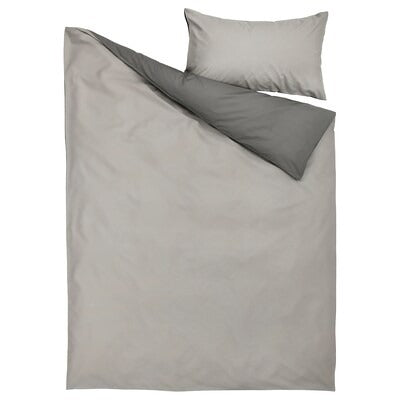 IKEA STRANDTALL Duvet cover and pillowcase, grey/dark grey, 150x200/50x80 cm (59x79/20x31 ") | IKEA Bed linen | Eachdaykart