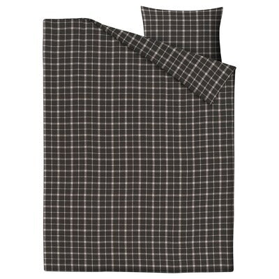 IKEA STRUTBRAKEN Duvet cover and pillowcase, grey/check, 150x200/50x80 cm (59x79/20x31 ") | IKEA Bed linen | Eachdaykart