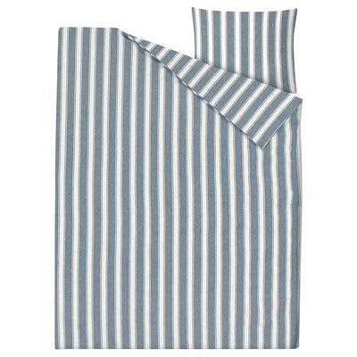 IKEA STRUTBRAKEN Duvet cover and pillowcase, white/blue/stripe, 150x200/50x80 cm (59x79/20x31 ")| IKEA Bed linen | Eachdaykart