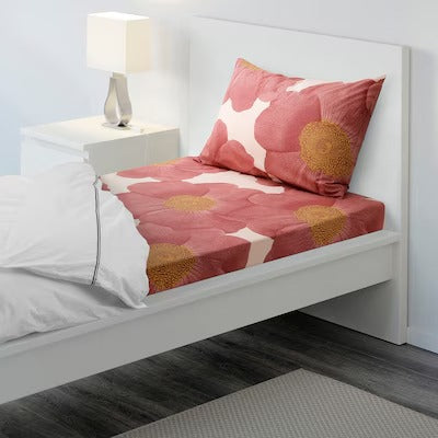 IKEA SVARTKLINT Flat sheet and pillowcase, light pink/dark pink, 150x260/50x80 cm (59x102/20x31 ") | IKEA Bed linen | Eachdaykart