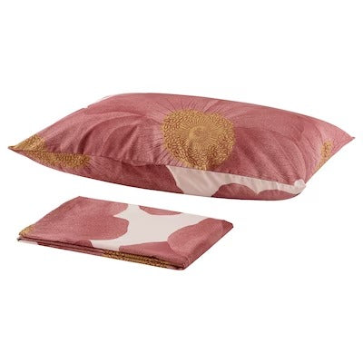 IKEA SVARTKLINT Flat sheet and pillowcase, light pink/dark pink, 150x260/50x80 cm (59x102/20x31 ") | IKEA Bed linen | Eachdaykart