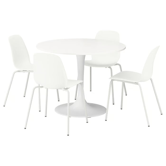 IKEA DOCKSTA / KRYLBO Table and 4 chairs, white white/Tonerud dark beige, 103 cm (40 1/2 ")