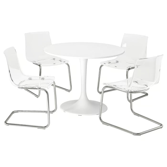 IKEA DOCKSTA / KRYLBO Table and 4 chairs, white white/Tonerud dark beige, 103 cm (40 1/2 ")