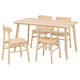 IKEA LISABO / LISABO Table and 4 chairs, ash/Tallmyra white/black, 140x78 cm (55 1/8x30 3/4 ")