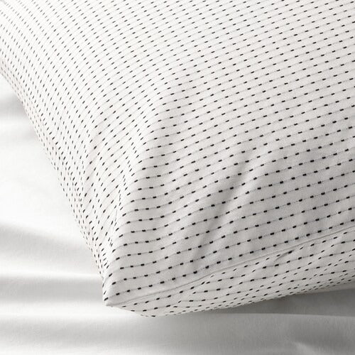IKEA TAGVECKLARE Pillowcase, white/dark grey, 50x80 cm (20x31 ") | IKEA Bed linen | Eachdaykart