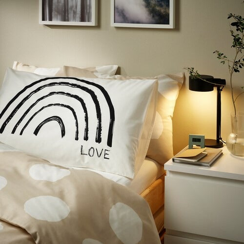 IKEA TAPETMAL Pillowcase, white/rainbow, 50x80 cm (20x31 ") | IKEA Bed linen | Eachdaykart