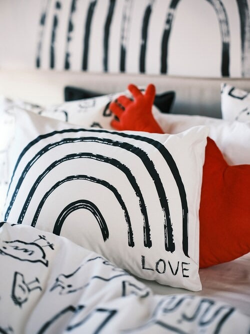 IKEA TAPETMAL Pillowcase, white/rainbow, 50x80 cm (20x31 ") | IKEA Bed linen | Eachdaykart