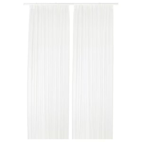 IKEA Teresia sheer curtains 1 pair with rod pocket white