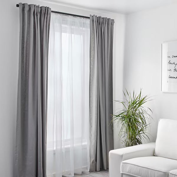IKEA Teresia sheer curtains 1 pair with rod pocket white