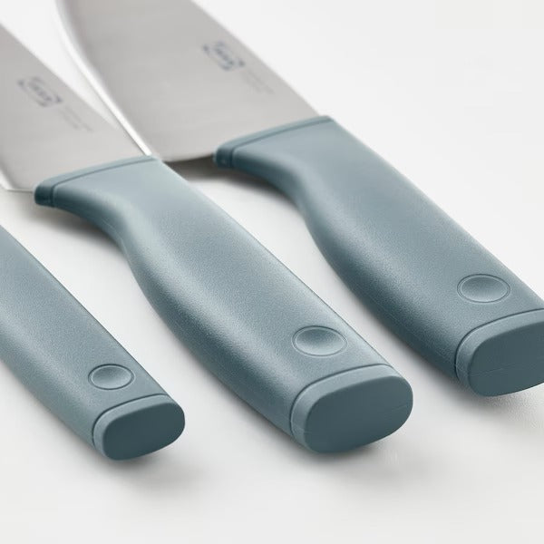IKEA Tigerbarb 3 piece knife set grey turquoise
