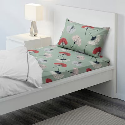 IKEA TOVSIPPA Flat sheet and pillowcase, turquoise, 150x260/50x80 cm (59x102/20x31 ") | IKEA Bed linen | Eachdaykart