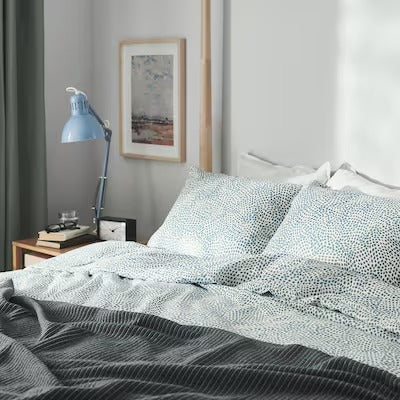 IKEA TRADKRASSULA Duvet cover and pillowcase, white/blue, 150x200/50x80 cm (59x79/20x31 ") | IKEA Bed linen | Eachdaykart