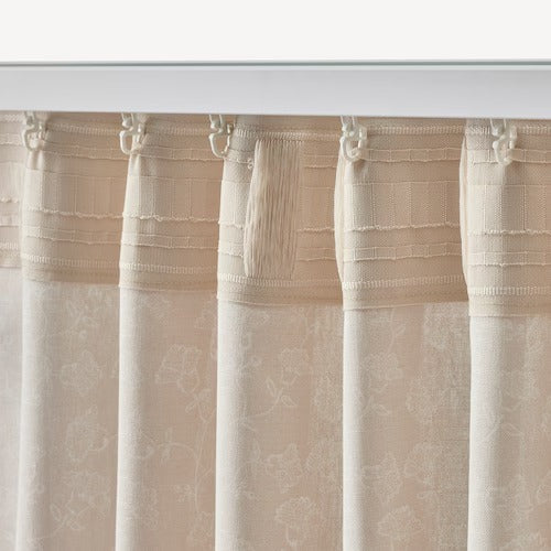 IKEA TRYSTAVMAL Curtains, 1 pair, beige/white, 145x250 cm (57x98 ") | IKEA Curtains | Eachdaykart