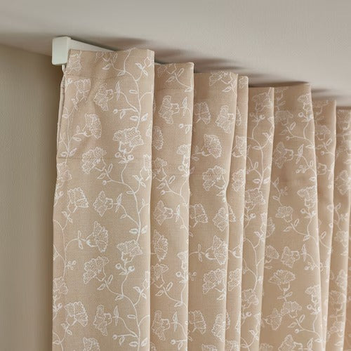 IKEA TRYSTAVMAL Curtains, 1 pair, beige/white, 145x250 cm (57x98 ") | IKEA Curtains | Eachdaykart