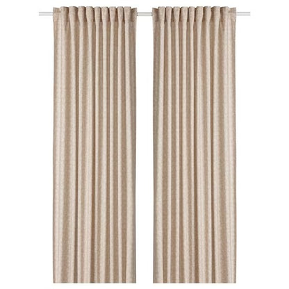 IKEA TRYSTAVMAL Curtains, 1 pair, beige/white, 145x250 cm (57x98 ") | IKEA Curtains | Eachdaykart