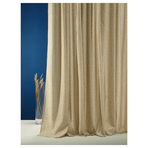 IKEA TRYSTAVMAL Curtains, 1 pair, beige/white, 145x250 cm (57x98 ") | IKEA Curtains | Eachdaykart