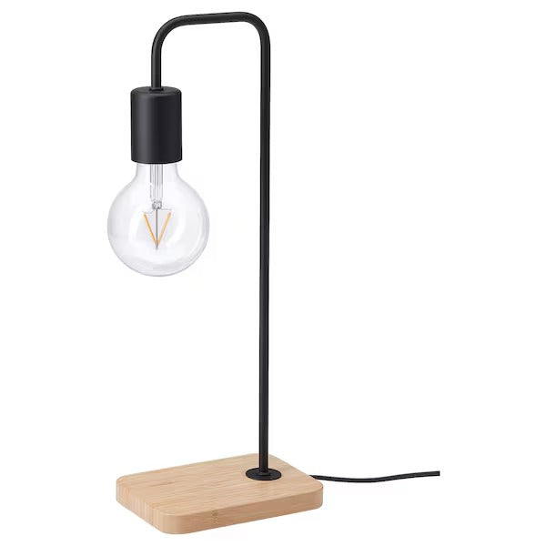 IKEA TVARHAND Table lamp, black/bamboo | IKEA Table Lamps | Eachdaykart