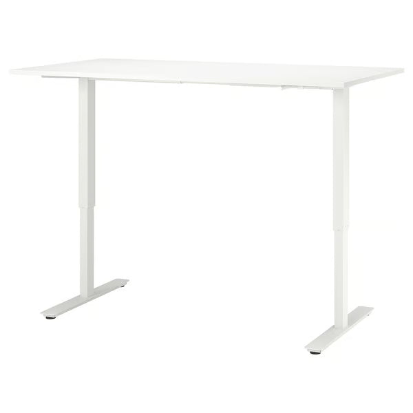 IKEA TROTTEN Desk sit/stand, beige/white, 160x80 cm (63x31 1/2 ")