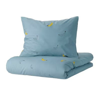 IKEA VANKRETS Duvet cover and pillowcase, banana pattern blue, 150x200/50x80 cm (59x79/20x31 ") | IKEA Bed linen | Eachdaykart