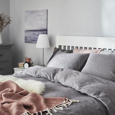 IKEA VASTKUSTROS Duvet cover and 2 pillowcases, dark grey/white, 240x220/50x80 cm (94x87/20x31 ") | IKEA Bed linen | Eachdaykart