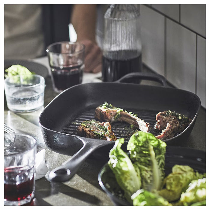 IKEA VARDAGEN Grill Pan, Cast Iron, 28x28 cm (11x11")