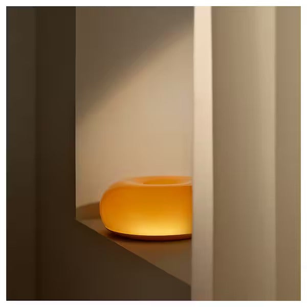 IKEA VARMBLIXT LED table/wall lamp, orange glass/round | IKEA Table Lamps | Eachdaykart