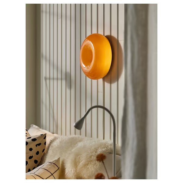 IKEA VARMBLIXT LED table/wall lamp, orange glass/round | IKEA Table Lamps | Eachdaykart