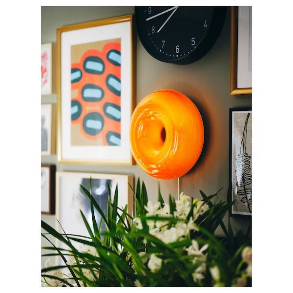 IKEA VARMBLIXT LED table/wall lamp, orange glass/round | IKEA Table Lamps | Eachdaykart