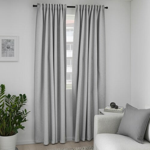 IKEA VILBORG Room darkening curtains, 1 pair, grey, 145x250 cm (57x98 ") | IKEA Curtains | Eachdaykart