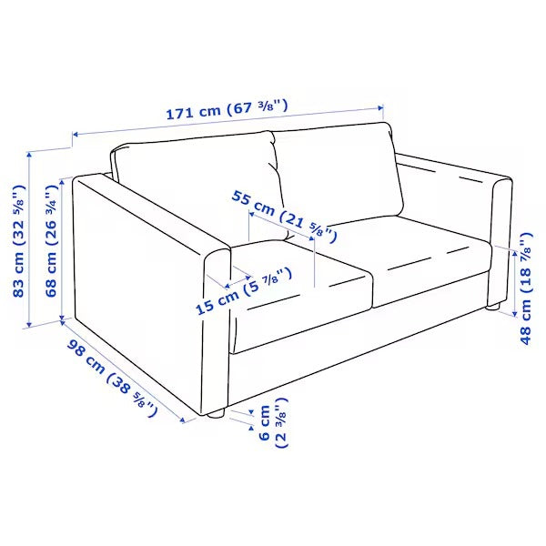 IKEA Vimle 2-Sitzer-Sofa Saxemara schwarzblau