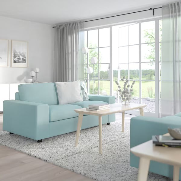 IKEA Vimle 2er-Sofa mit breiten Armlehnen Saxemara hellblau