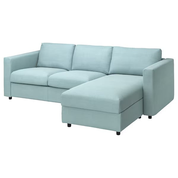 IKEA Vimle 3-Sitzer-Sofa mit Chaiselongue Saxemara hellblau